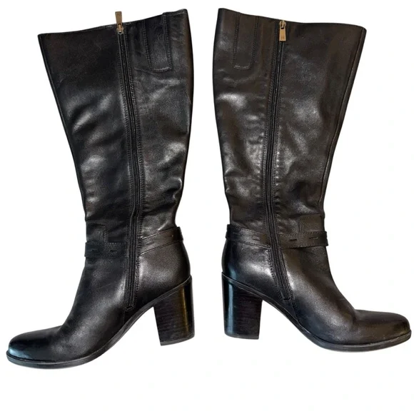 Naturalizer Kamora Black Leather Knee High Wide Calf Boots Sz 8 - Picture 3 of 7